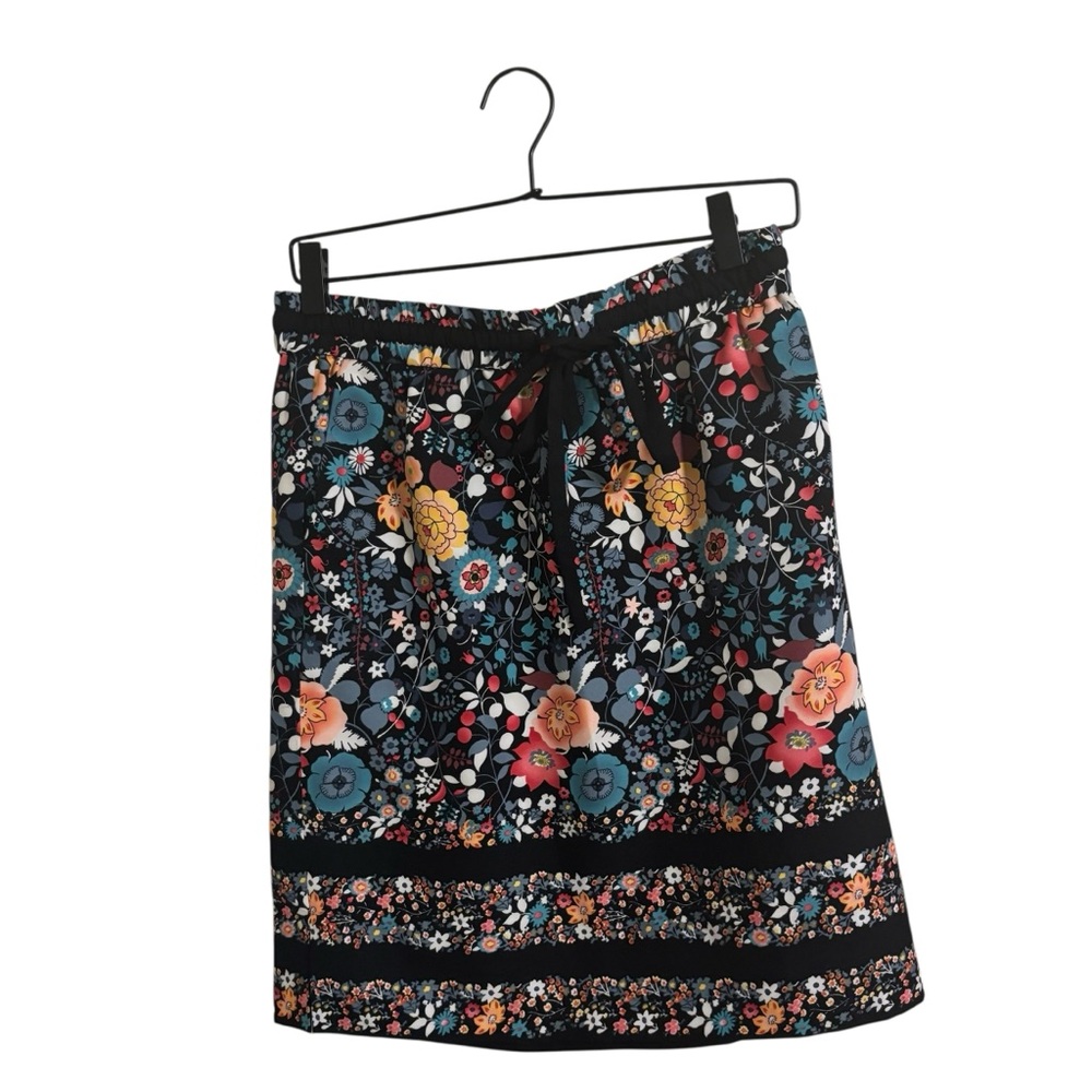 LOFT Floral Drawstring Knee Length Skirt Small
